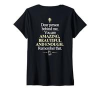 Womens Dear Person Behind Me You're Amazing Enough ON BACK V-Neck T-Shirt