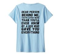 Womens Dear Person Behind me You're Loved by God Christian Gift V-Neck T-Shirt