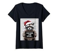 Womens Dear Rabbi I Can Explain Funny Christmas Hannuka Raccoon V-Neck T-Shirt