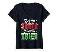 Womens Dear Santa Claus, I Tried It Really V-Neck T-Shirt