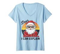 Womens Dear Santa I Can Explain Funny Santa Christmas Party Group V-Neck T-Shirt