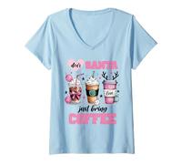 Womens Dear Santa Just Bring Coffee Drinking Lovers Merry Christmas V-Neck T-Shirt