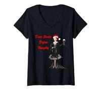 Women's Dear Santa Naughty Christmas Party Vibes Design V-Neck T-Shirt