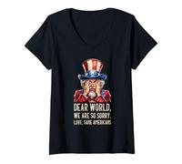Women's Dear World We are So Sorry Love Sane Americans V-Neck T-Shirt