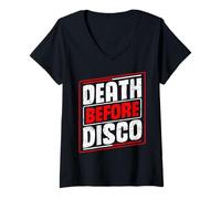 Womens Death Before Disco Statement for Music Lovers and Rebels V-Neck T-Shirt