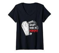 Womens Death Doesnt Scare Me Deadlines Do Cemetery Grave Diggers V-Neck T-Shirt