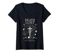 Women's Death Lost Its Gravity Celestial Christian Cross Design V-Neck T-Shirt