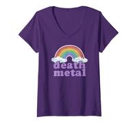 Womens Death Metal Music Rainbow Funny Metalhead Musician Vintage V-Neck T-Shirt