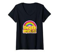 Womens Death Metal Rainbow V-Neck T-Shirt