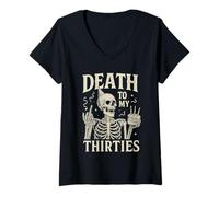 Womens Death to My Thirties Funny 40th Birthday V-Neck T-Shirt