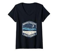Women's Death Valley California Desert Landscape Night Moon V-Neck T-Shirt