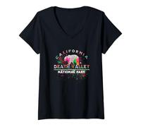 Womens Death Valley National Park Color Splatter Bear Souvenir V-Neck T-Shirt