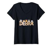 Womens Debra Cat Trees - Personalized Cute Name Word Art V-Neck T-Shirt