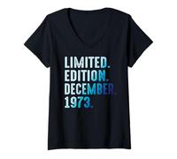 Womens December 1973 Year 1973 Retro 1973 Vintage Limited Edition V-Neck T-Shirt