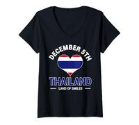Womens December 5th Thailand Land of Smiles Thai National Day V-Neck T-Shirt