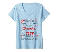 Womens December Birthday A Queen was Born in December 1958 December V-Neck T-Shirt