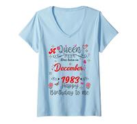 Womens December Birthday A Queen was Born in December 1983 December V-Neck T-Shirt