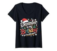 Womens December is My Birthday Christmas Kids Men Women Toddler Tee V-Neck T-Shirt