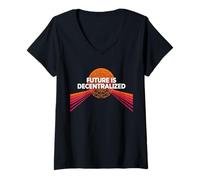 Womens Decentralize everything blockchain freedom security bitcoin V-Neck T-Shirt