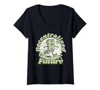 Womens Decentralized Future Crypto Up Dollar down DeFi V-Neck T-Shirt