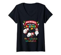 Womens Deck The Halls And Do Some Burpees Gym Christmas Snowman V-Neck T-Shirt
