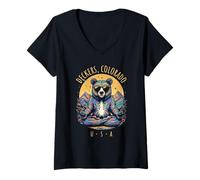 Womens Deckers Colorado Abstract Bear Chill Zen Yoga Design V-Neck T-Shirt