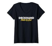 Women's Deckhand Made By God V-Neck T-Shirt