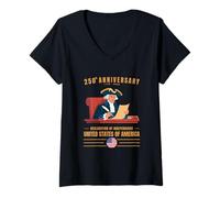 Womens Declaration of Independence 250th Anniversary American Flag V-Neck T-Shirt