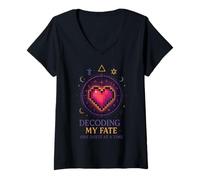 Womens Decoding My Fate One Quest at A Time V-Neck T-Shirt