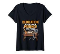 Womens Dedication To The Craft Patience In The Process Draw Animate V-Neck T-Shirt