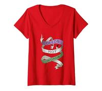Women's Deeds Not Words, Suffragette Women's Rights Slogan V-Neck T-Shirt, Red, Large
