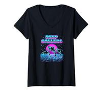 Women's Deep Callers Orcas Retrowave Synthwave 80s Pod V-Neck T-Shirt