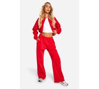 Womens Deep Hem Zip Through Bomber Tracksuit - Red - S, Red
