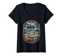 Women's Deep sea Worker Another Beautiful Day Offshore V-Neck T-Shirt