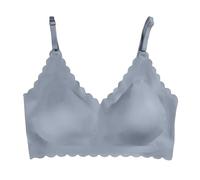 Women's Deep V Petal Wireless Bra Comfort Deep V Bras Women's Underwired No Underwire Everyday Bra Classic Soft Bustier Seamless T Shirt Comfortable Bralette Blue