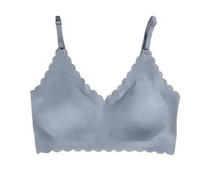 Women's Deep V Petal Wireless Bra Comfort Deep V Bras Women's Underwired No Underwire Everyday Bra Classic Soft Bustier Seamless T Shirt Comfortable Bralette Blue