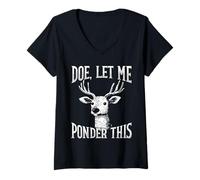 Womens Deer Design for Overthinkers and Deep Ponderers V-Neck T-Shirt