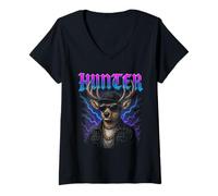 Womens Deer Gangster - Funny Deer Hunting Weird Trashy Meme V-Neck T-Shirt