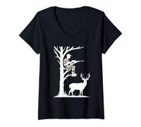 Womens Deer Hunting Tree Stand Funny Hunter for Men V-Neck T-Shirt