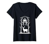 Womens Deer Hunting Tree Stand Funny Hunter for Men V-Neck T-Shirt