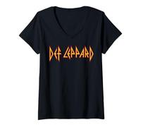 Womens Def Leppard - Classic Logo V-Neck T-Shirt