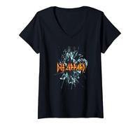 Women's Def Leppard - Def Leppard Album V-Neck T-Shirt, Black, Small