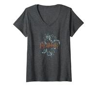 Women's Def Leppard - Def Leppard Album Vintage V-Neck T-Shirt, Dark Heather Grey, X-Large