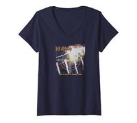 Women's Def Leppard - LA Forum V-Neck T-Shirt, Navy Blue, X-Large