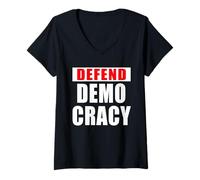 Women's Defend Democracy Bold V-Neck T-Shirt