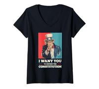 Women's Defend The Constitution Patriotic Study The US Constitution V-Neck T-Shirt