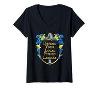 Womens Defend Your Local Public Library V-Neck T-Shirt