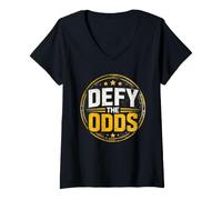 Women's Defying the Odds Built Differently Daring to Begin Courage V-Neck T-Shirt