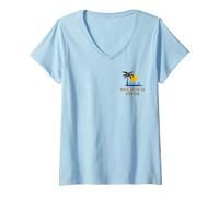 Womens Del Boca Vista Retro Sunset Florida Vintage V-Neck T-Shirt