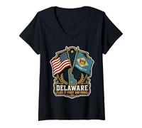 Women's Delaware Flies It First and Proud V-Neck T-Shirt